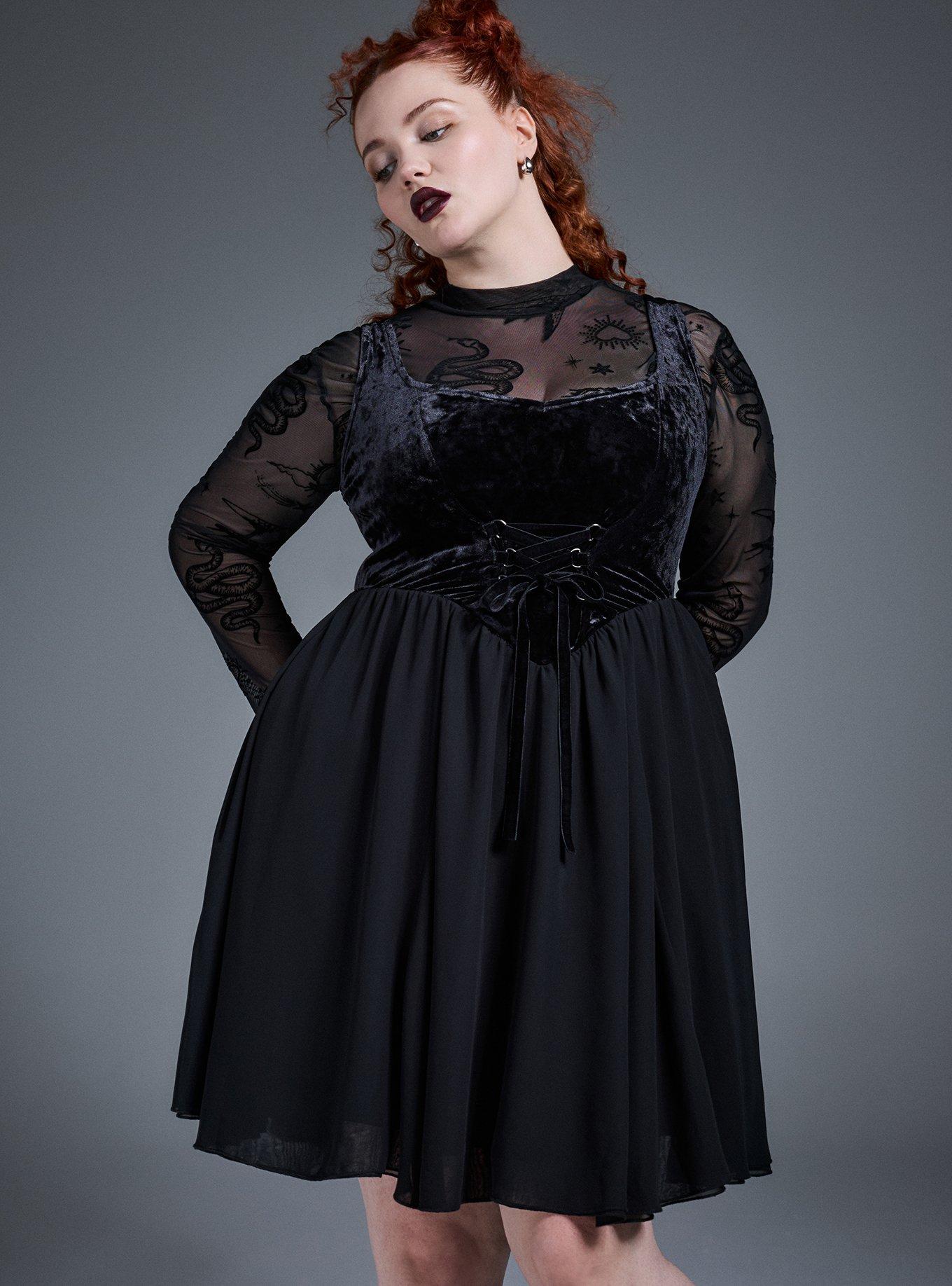 Nightfall Corset Velour & Chiffon Dress