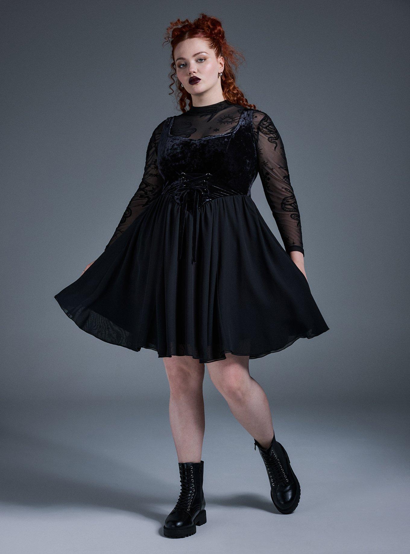 Nightfall Corset Velour & Chiffon Dress
