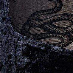 Nightfall Corset Velour & Chiffon Dress, DEEP BLACK, swatch