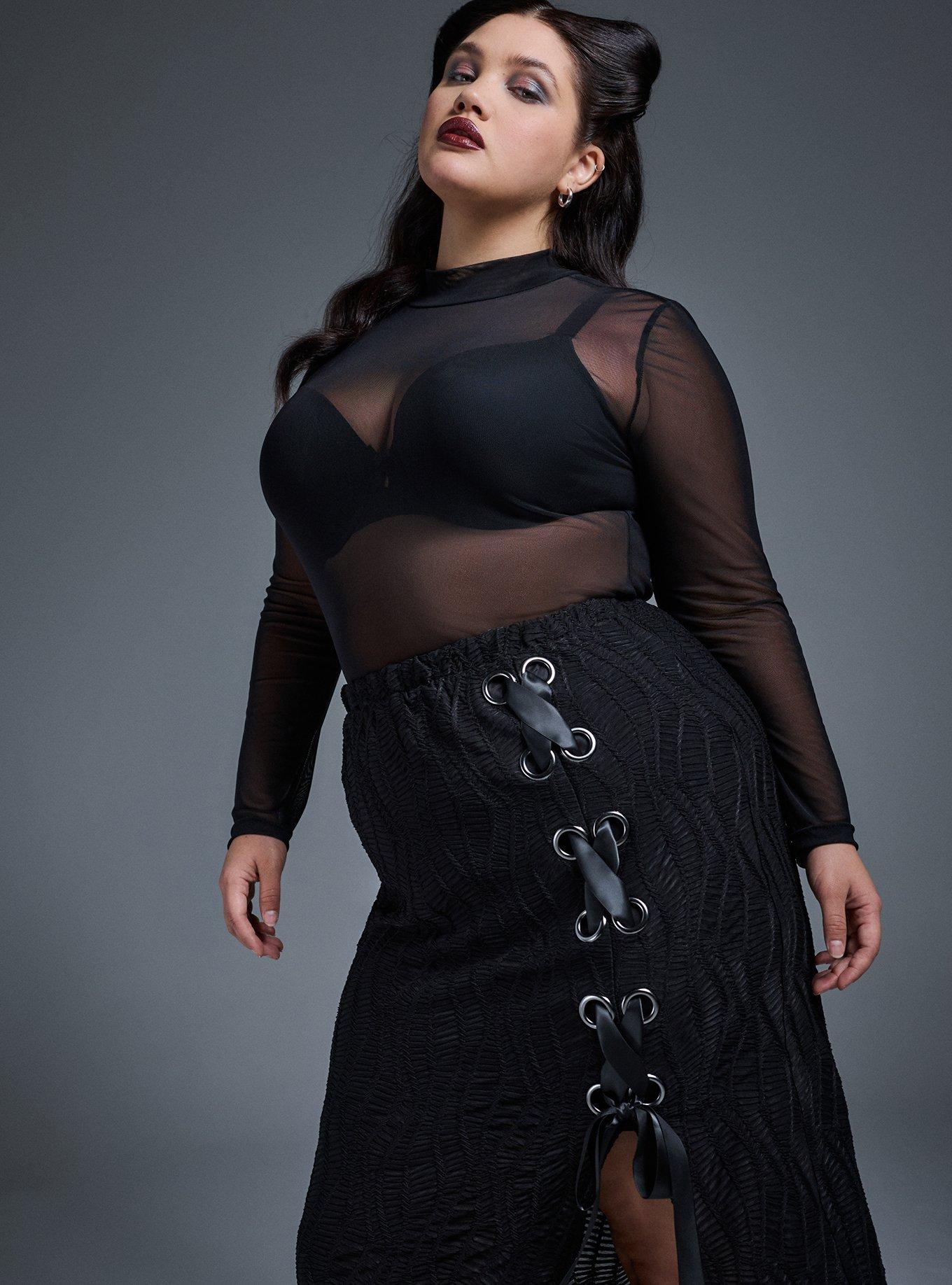 Nightfall Lace-Up Maxi Skirt, DEEP BLACK, alternate