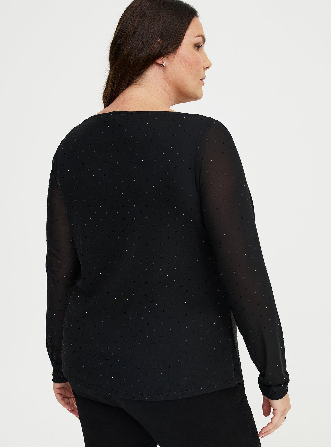 Sparkle Mesh Cowl Neck Top