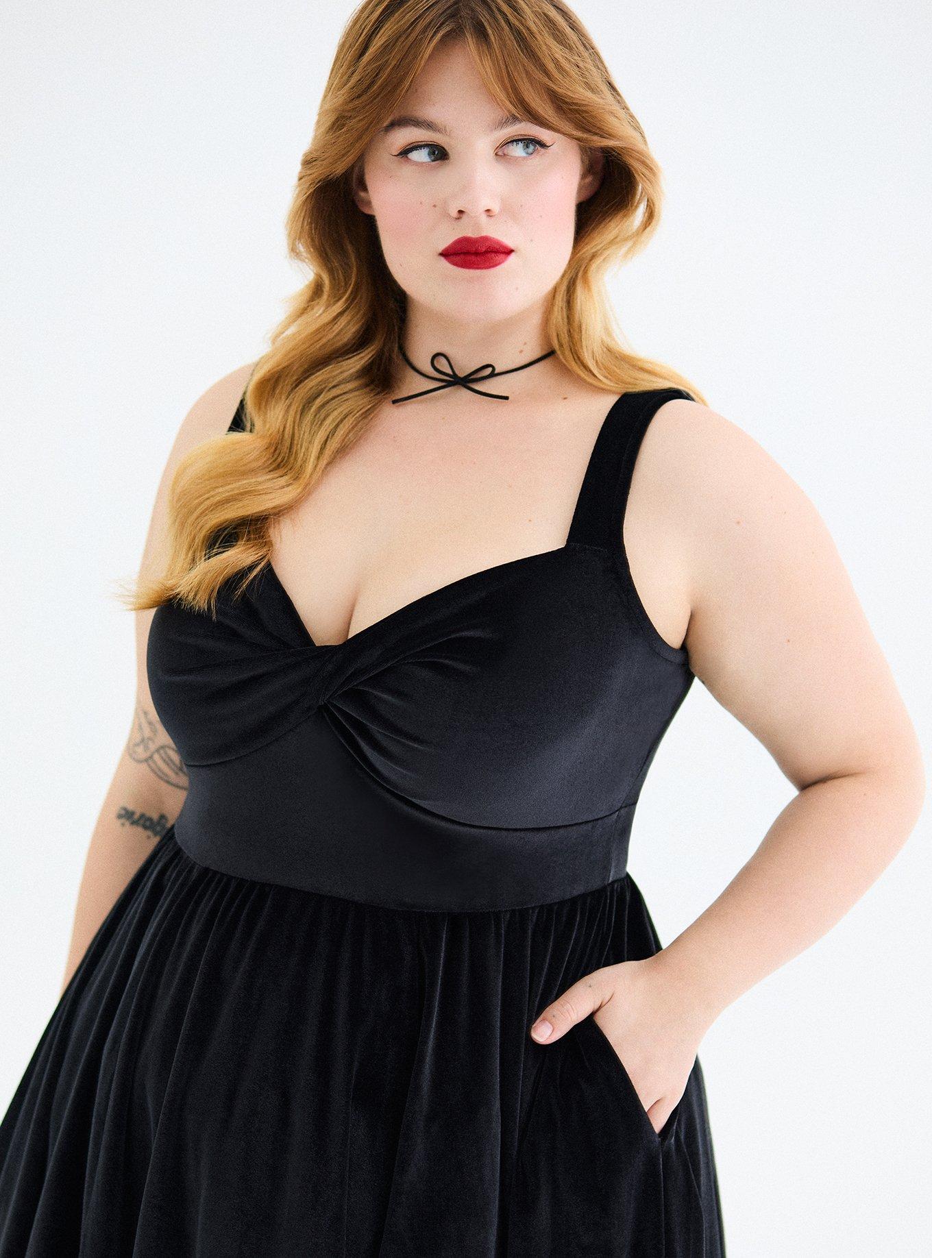 Retro Chic Twist Front Velour Swing Dress