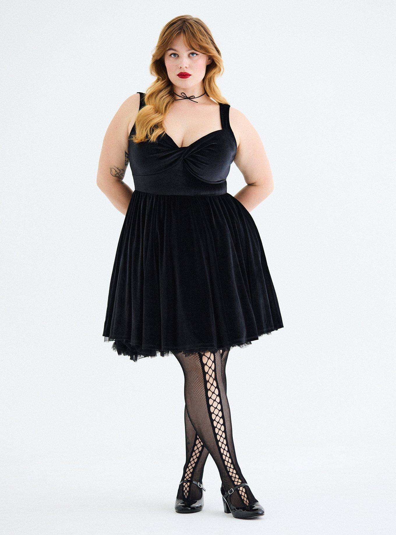 Retro Chic Twist Front Velour Swing Dress