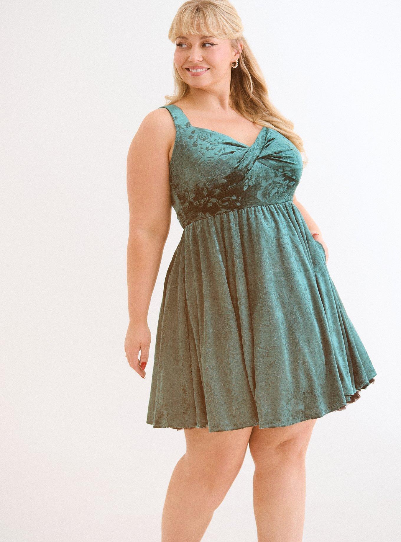 Retro Chic Twist Front Velour Swing Dress