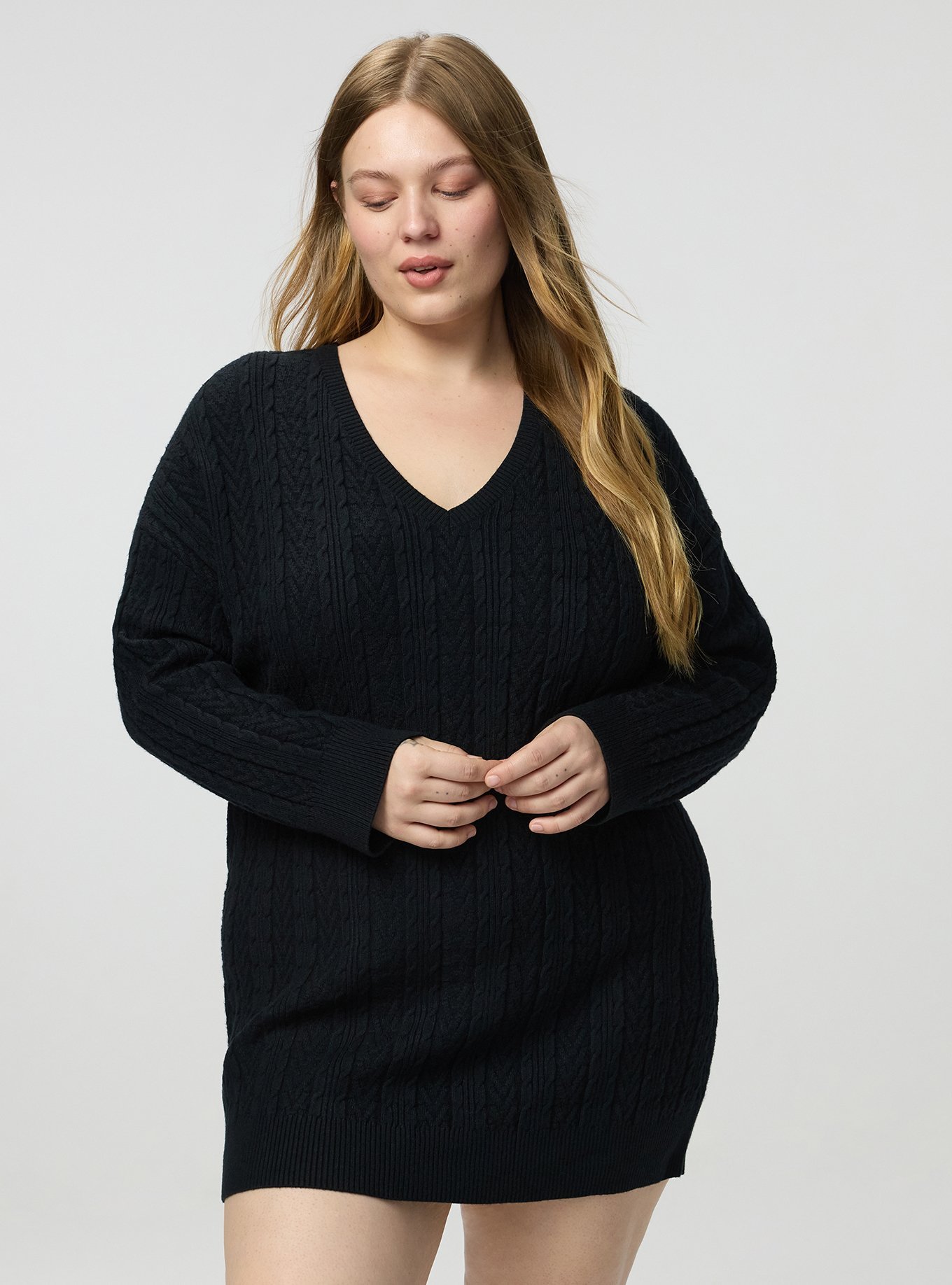 Cable Lounge Dress, DEEP BLACK, alternate