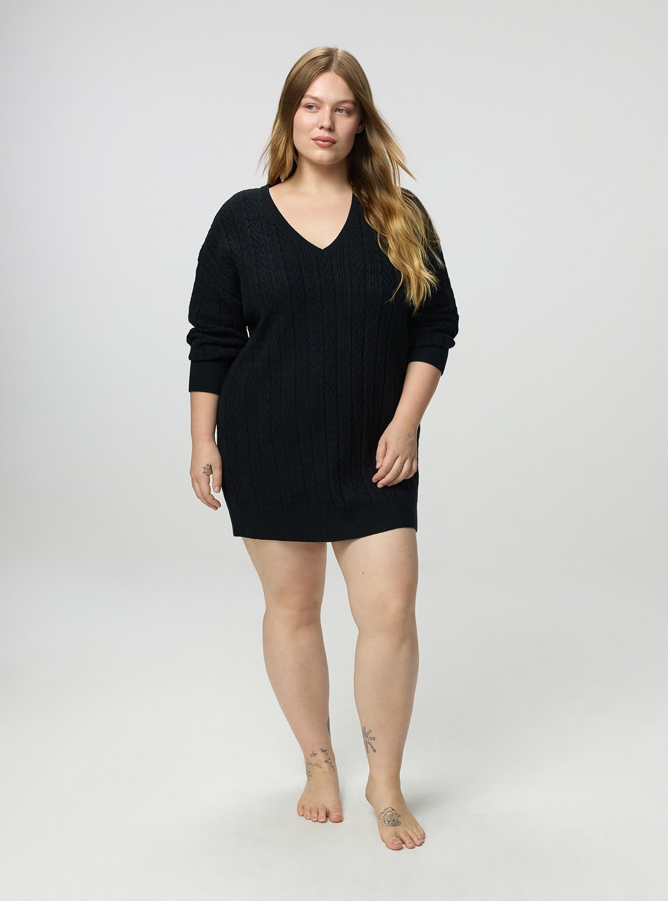 Cable Lounge Dress, DEEP BLACK, alternate