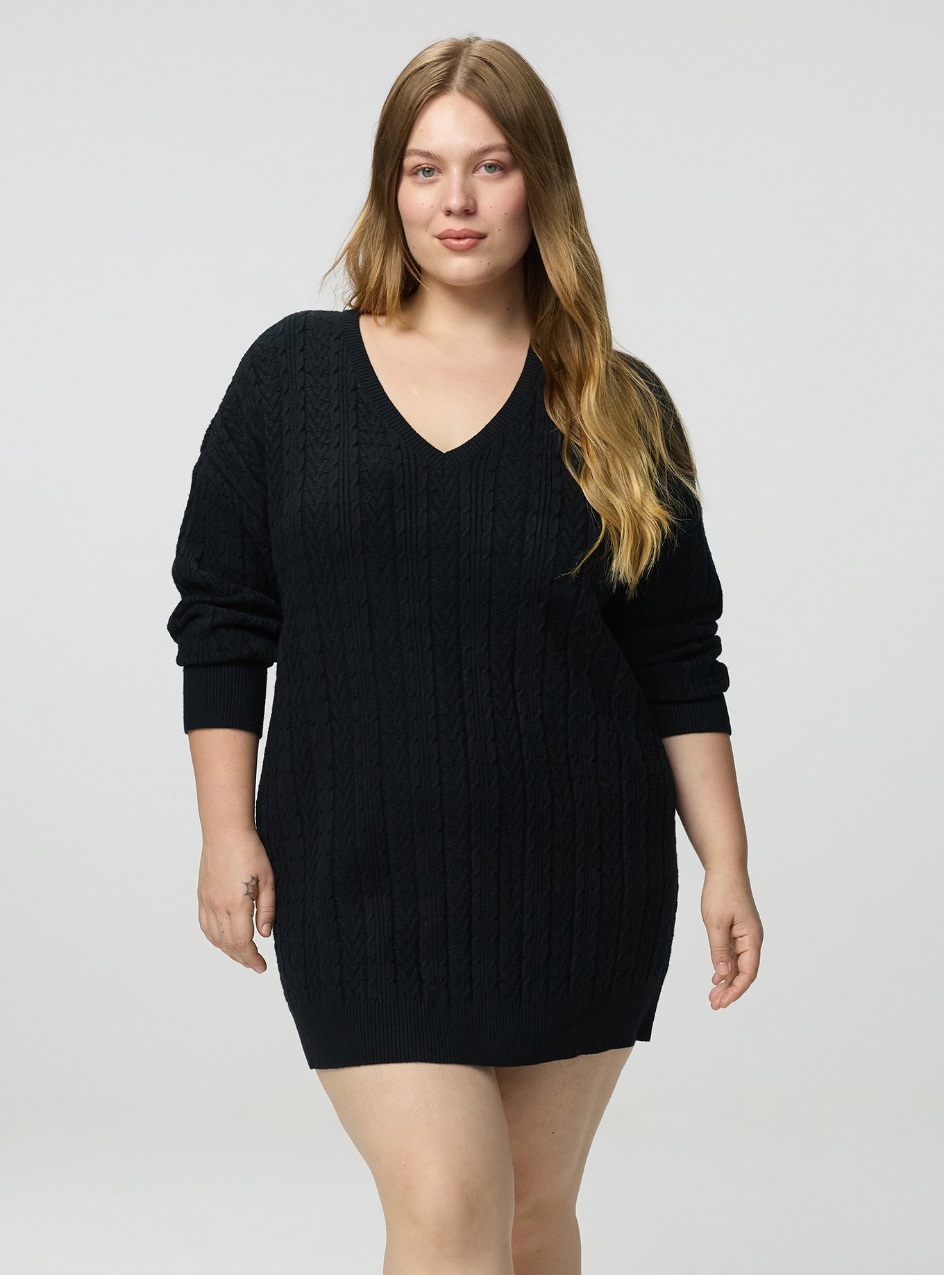 Cable Lounge Dress, DEEP BLACK, hi-res