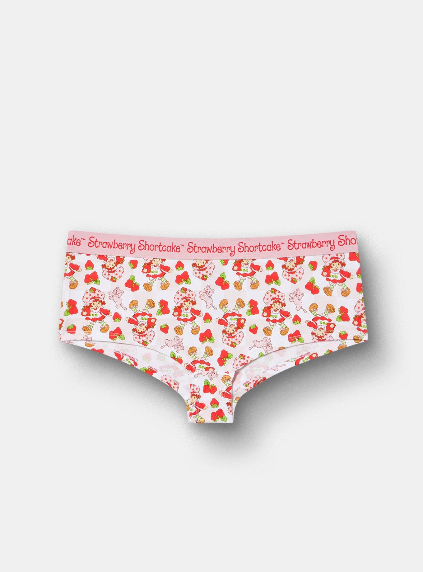 Plus Size Strawberry Shortcake Mid-Rise Cotton Boyshort Panty, MULTI, hi-res