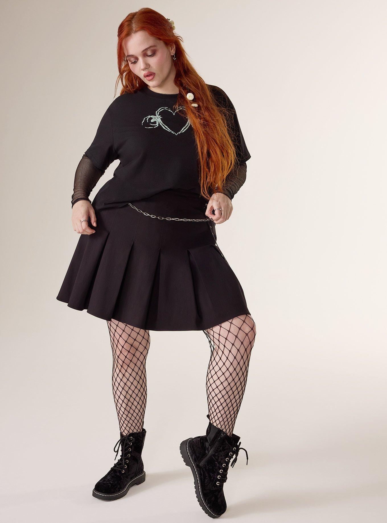 Plus Size - Nightfall Pleated Chain Detail Mini Skirt - Torrid