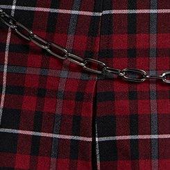 Nightfall Pleated Chain Detail Mini Skirt, COVEN PLAID RED, swatch