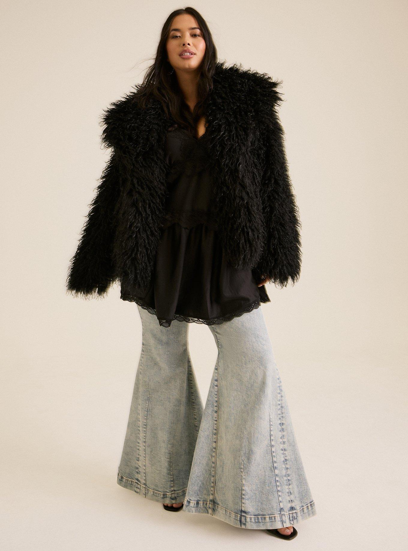 Festi Wide Collar Faux Fur Jacket