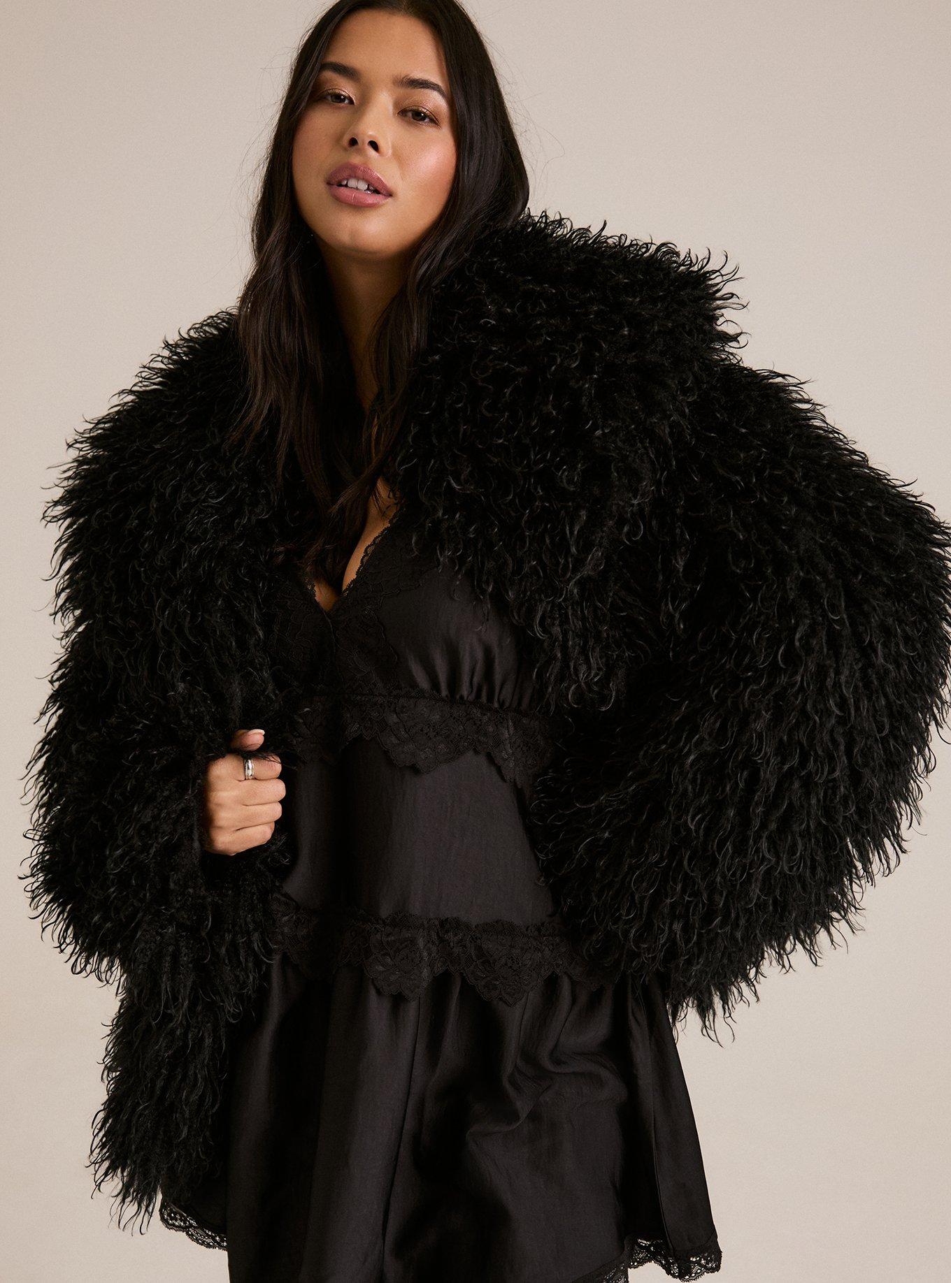 Festi Wide Collar Faux Fur Jacket