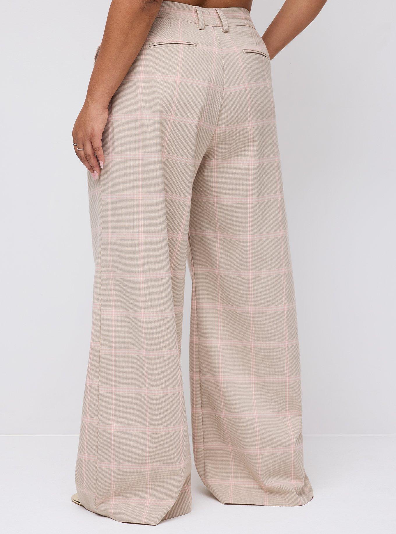 Studio Relaxed Wide Leg Twill Pant, DARIA PLAID PINK SILVER MINK, alternate
