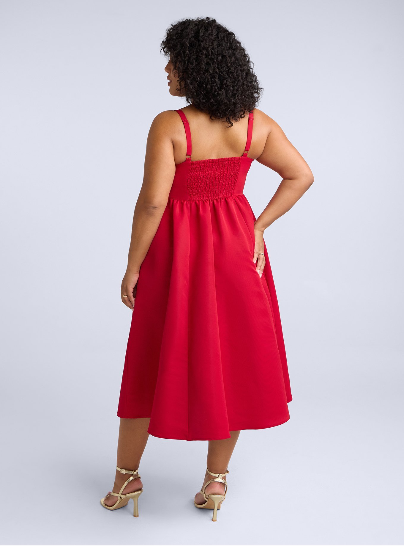 Belle Isle Bow Detail Midi Dress, JESTER RED, alternate