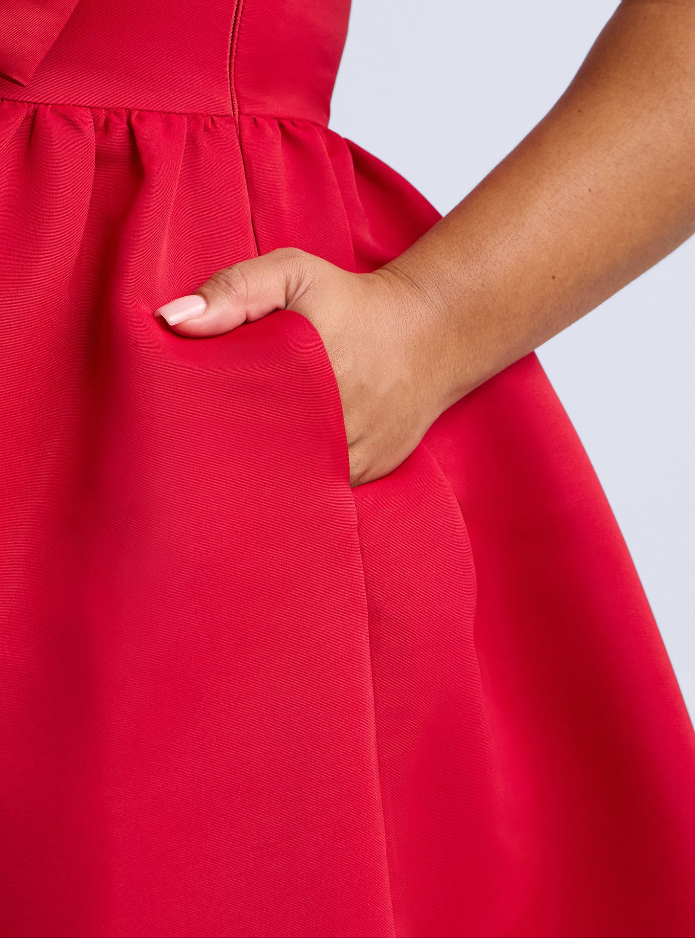 Belle Isle Bow Detail Midi Dress, JESTER RED, alternate