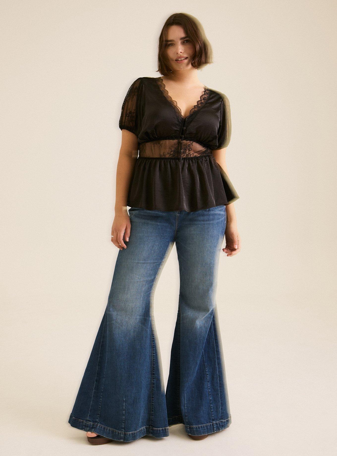 Festi Lace Inset Peplum Top