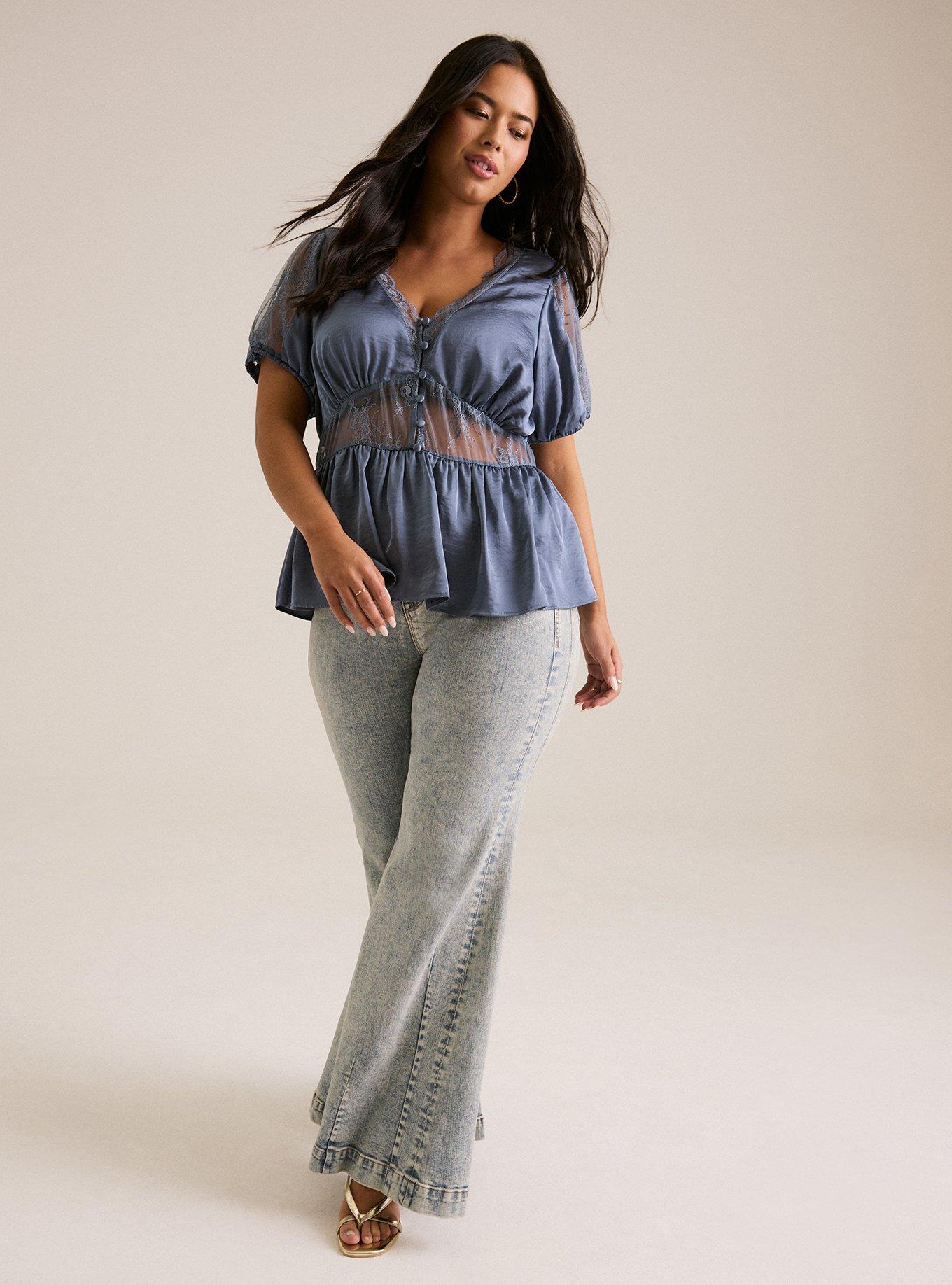 Plus Size - Festi Lace Inset Peplum Top - Torrid