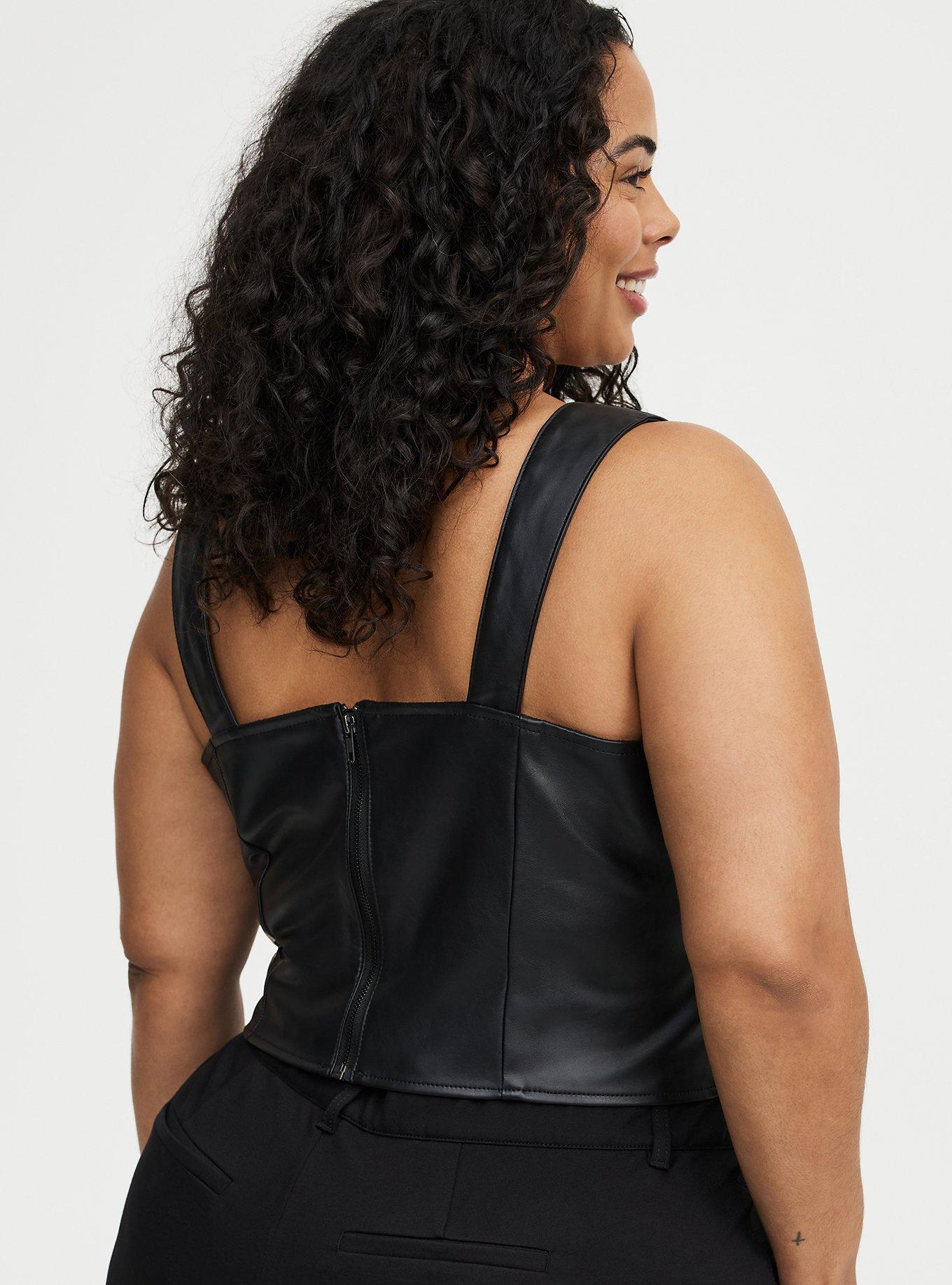 Faux Leather Notch Neck Top