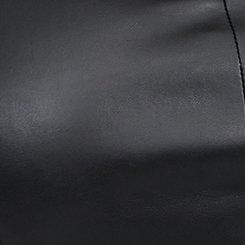 Faux Leather Notch Neck Top, DEEP BLACK, swatch