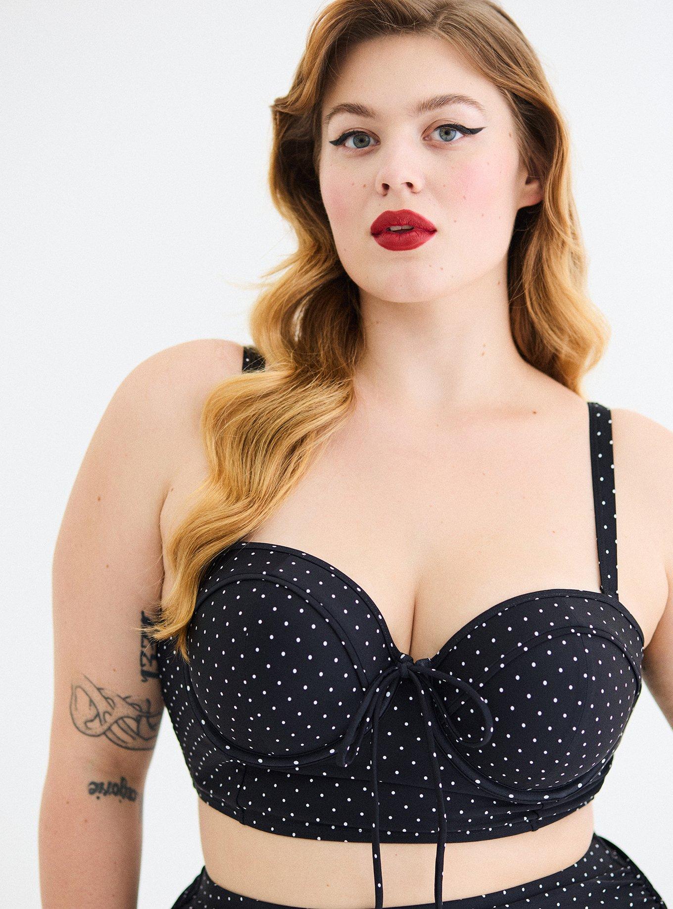 Retro Chic Wired Longline Bikini Top, PAIGE DOT DEEP BLACK, alternate