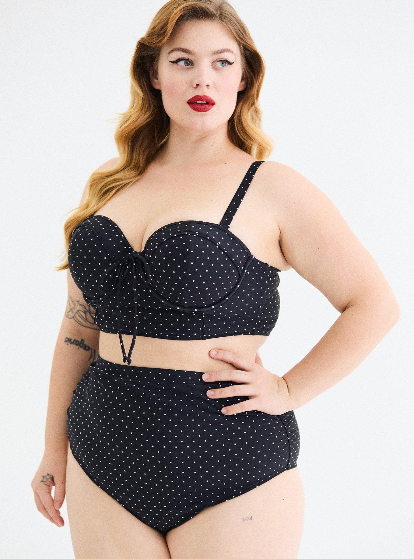 Retro Chic Wired Longline Bikini Top, PAIGE DOT DEEP BLACK, alternate