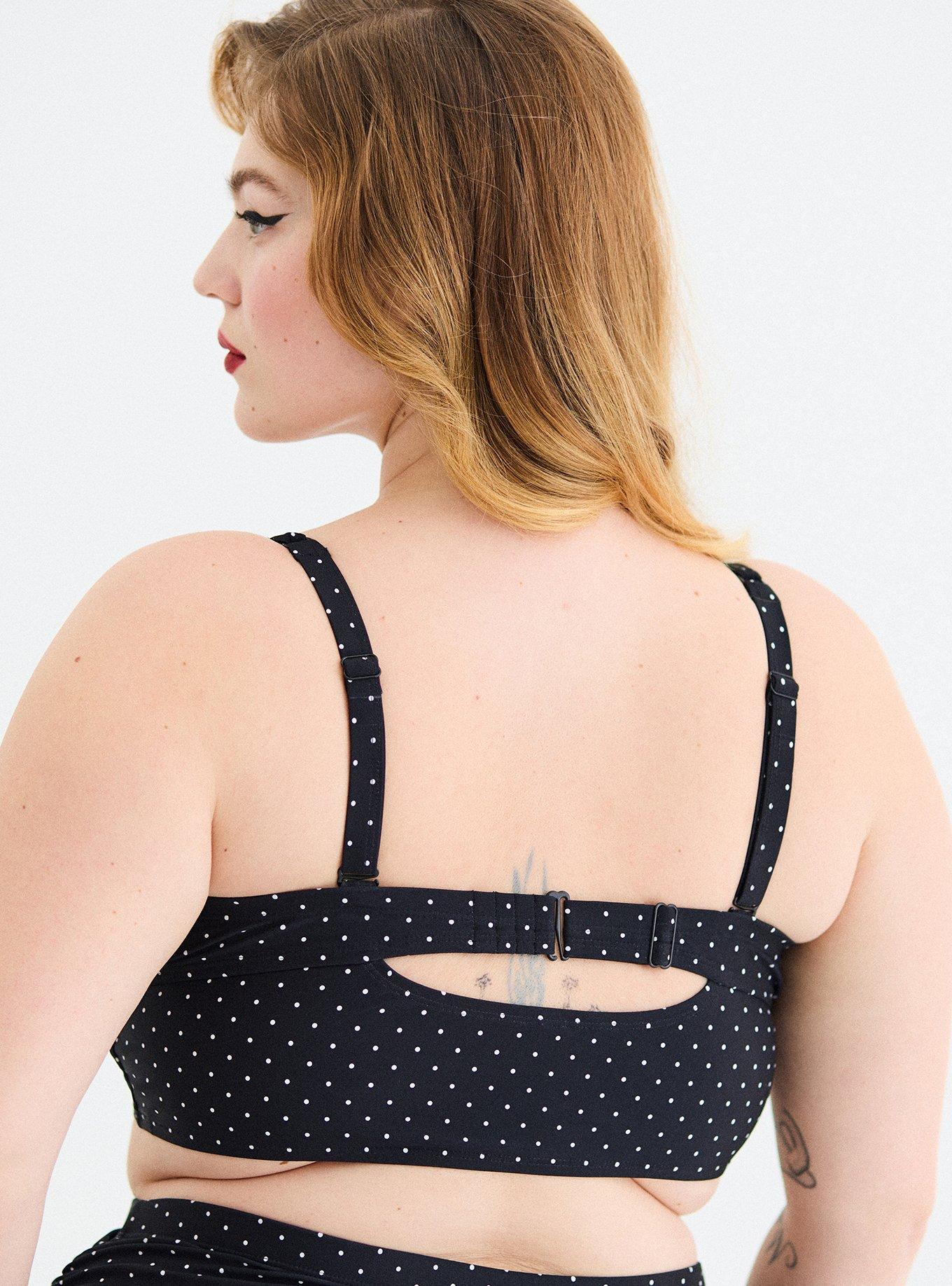 Retro Chic Wired Longline Bikini Top, PAIGE DOT DEEP BLACK, alternate