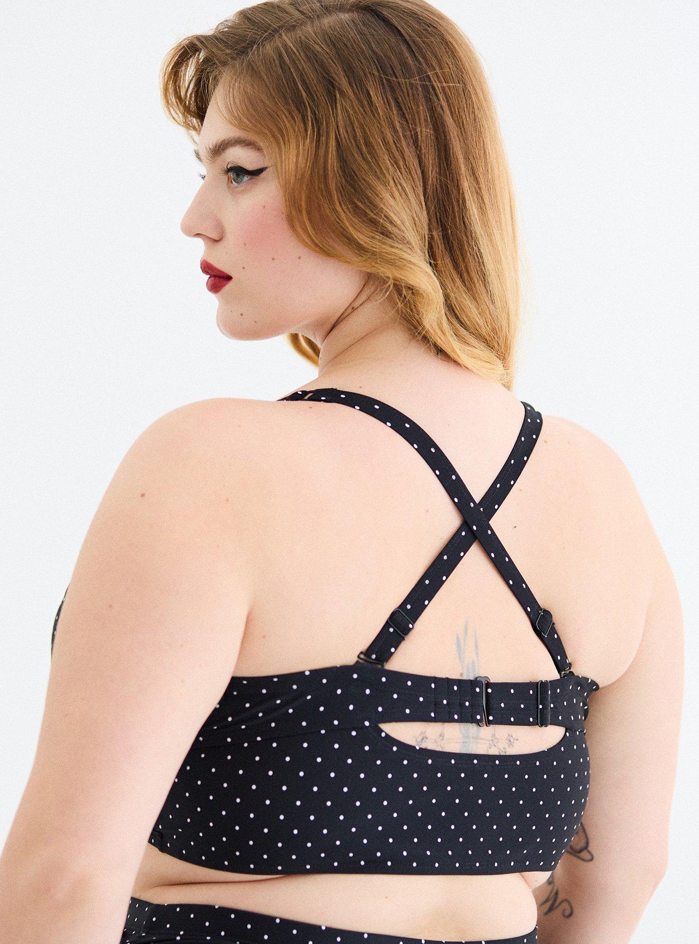 Retro Chic Wired Longline Bikini Top, PAIGE DOT DEEP BLACK, alternate