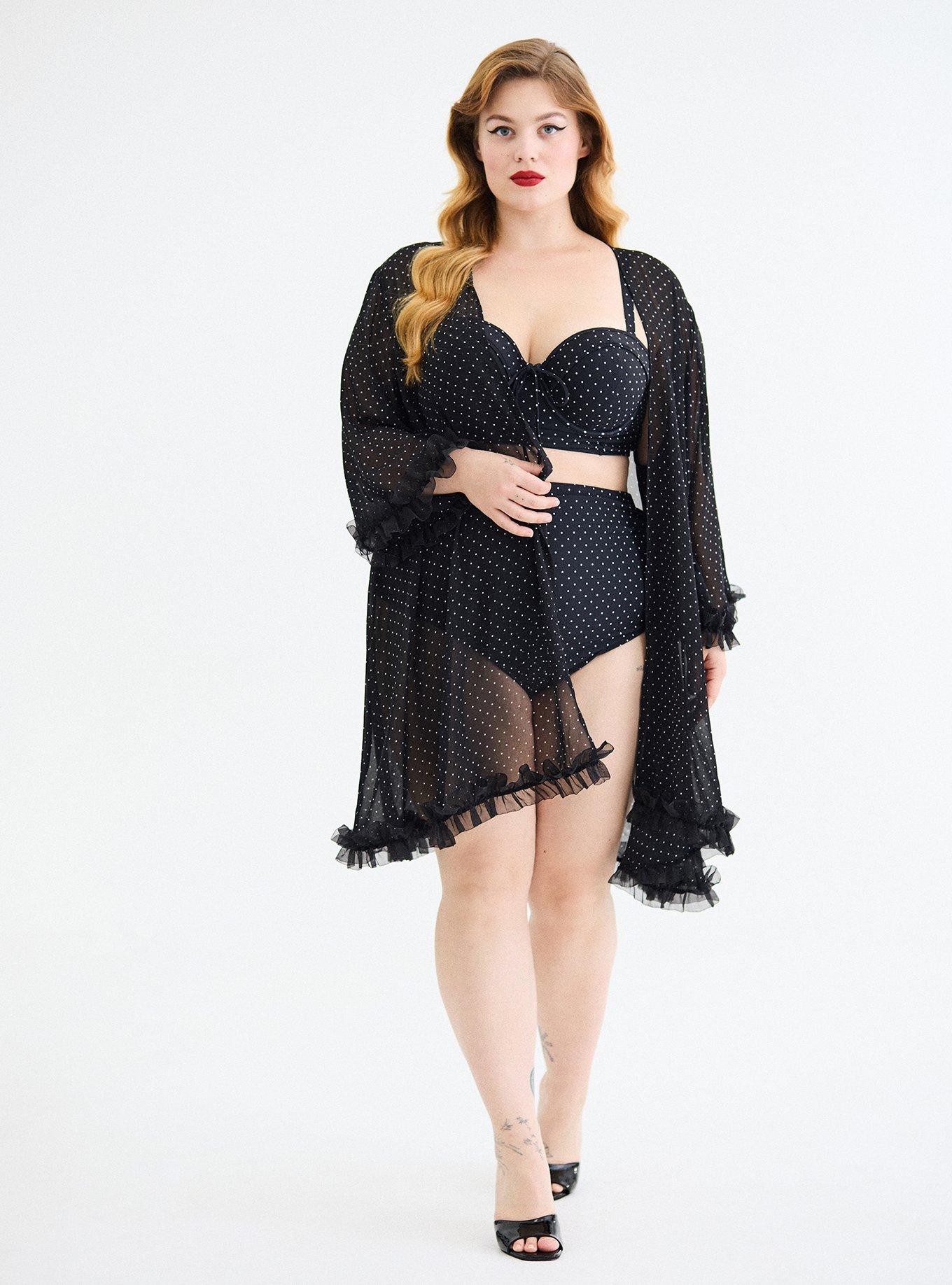 Retro Chic Wired Longline Bikini Top, PAIGE DOT DEEP BLACK, alternate