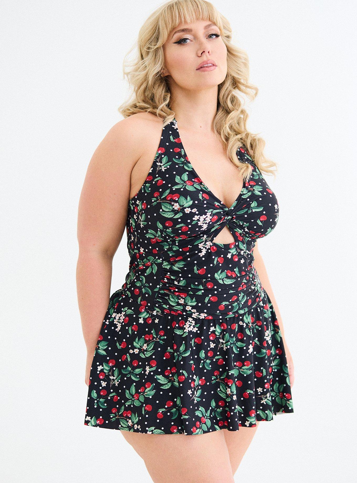 Retro Chic Halter Swim Dress