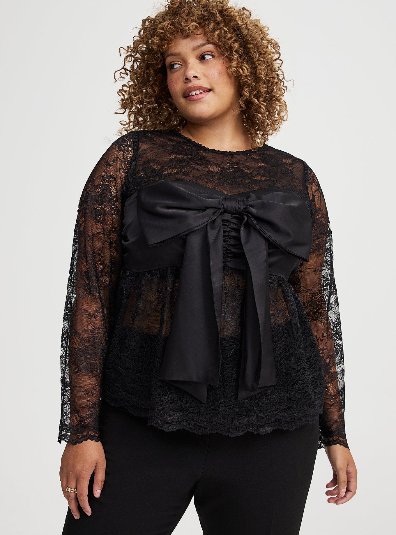 Studio Satin Bow Lace Top