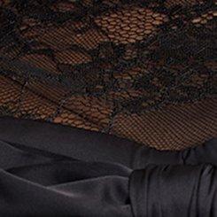 Studio Satin Bow Lace Top, DEEP BLACK, swatch