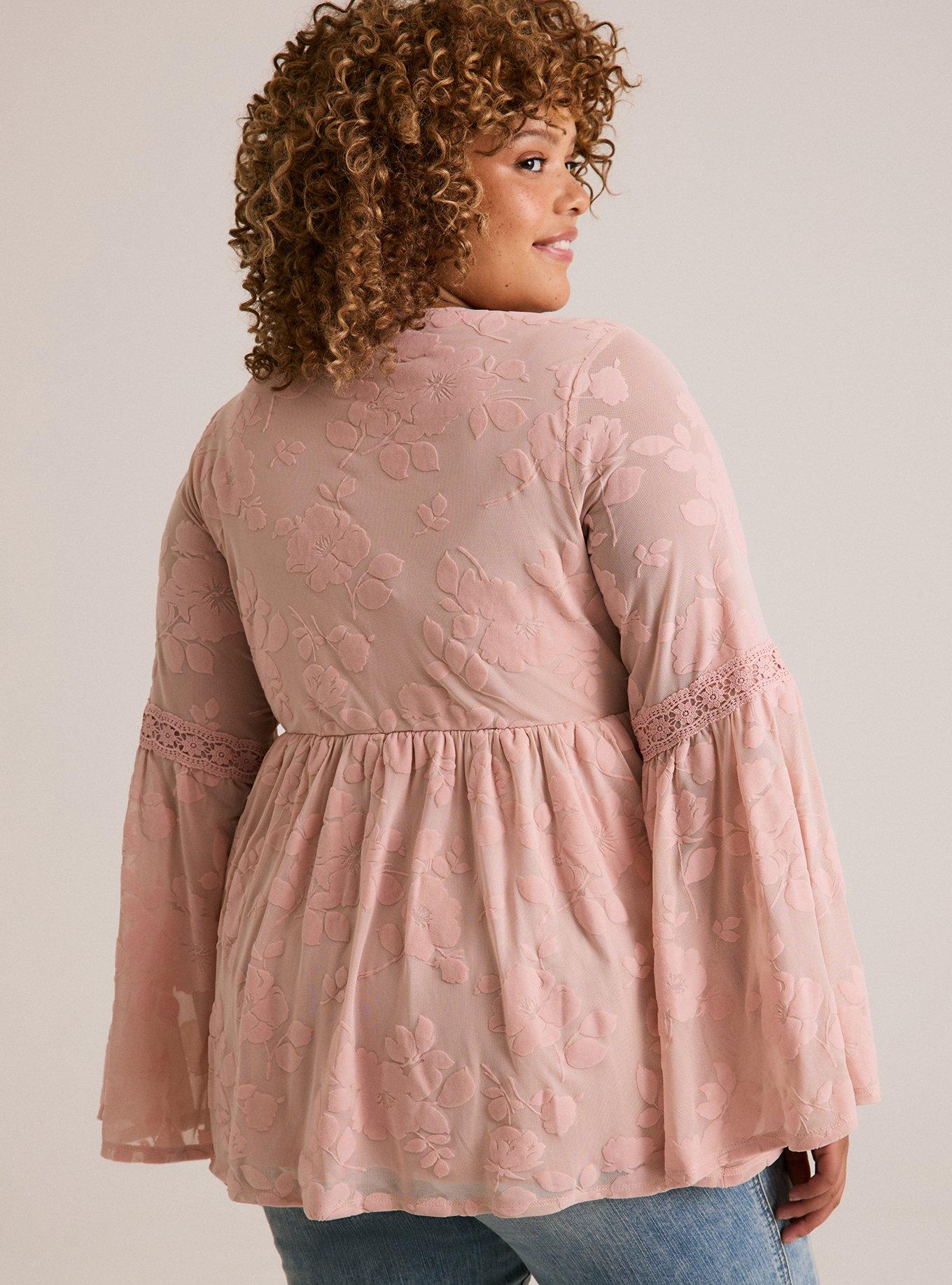 Festi Bell Sleeve Lace Babydoll Top