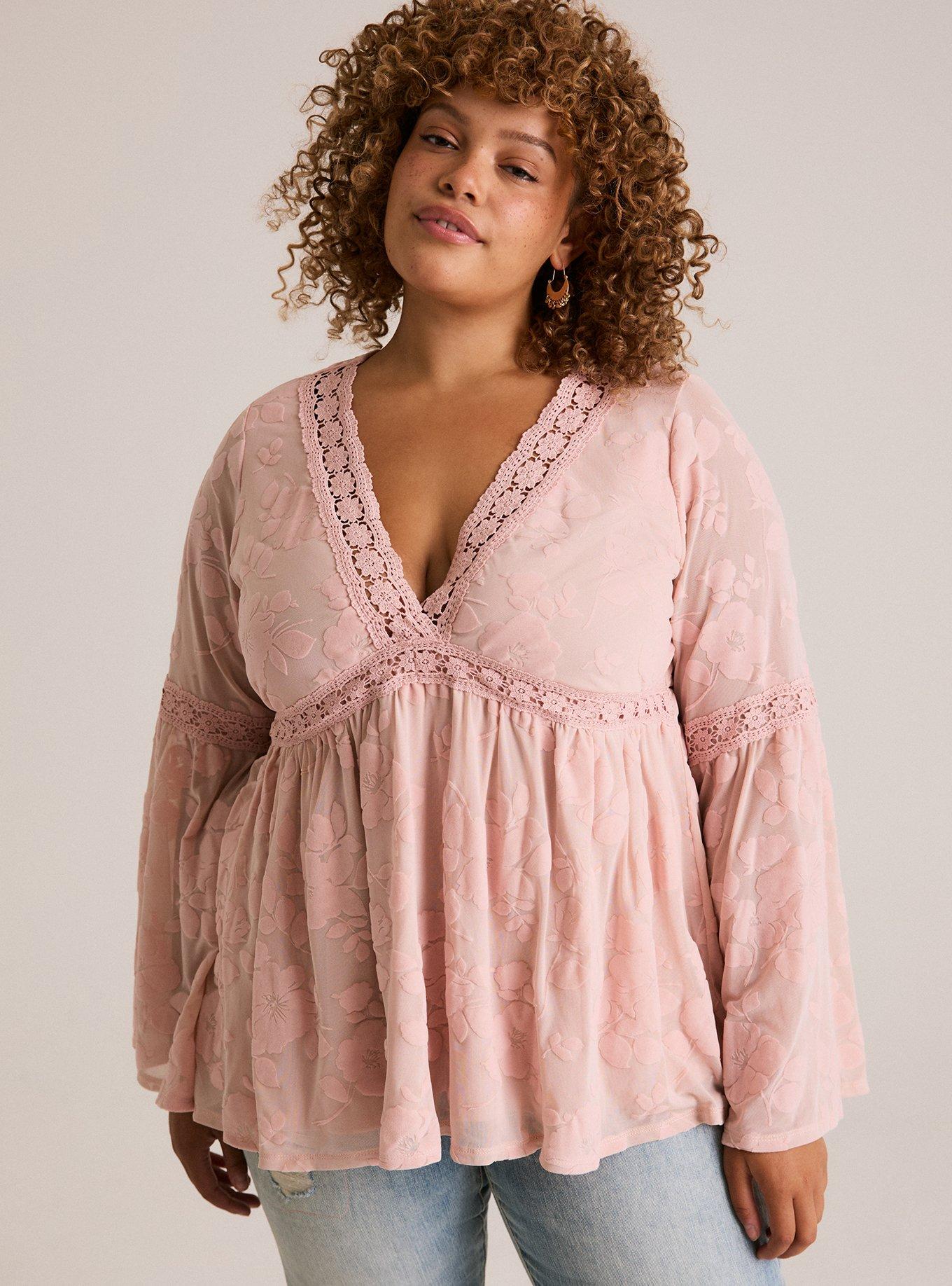 Festi Bell Sleeve Lace Babydoll Top