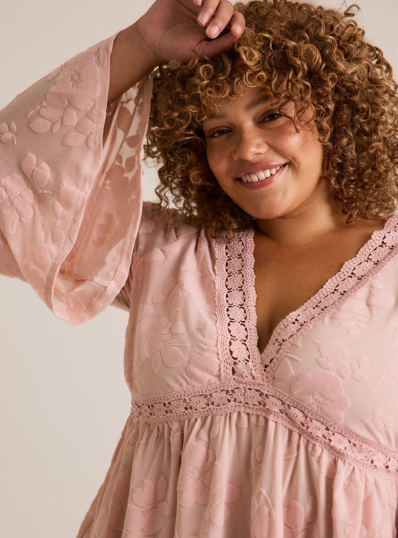 Festi Bell Sleeve Lace Babydoll Top