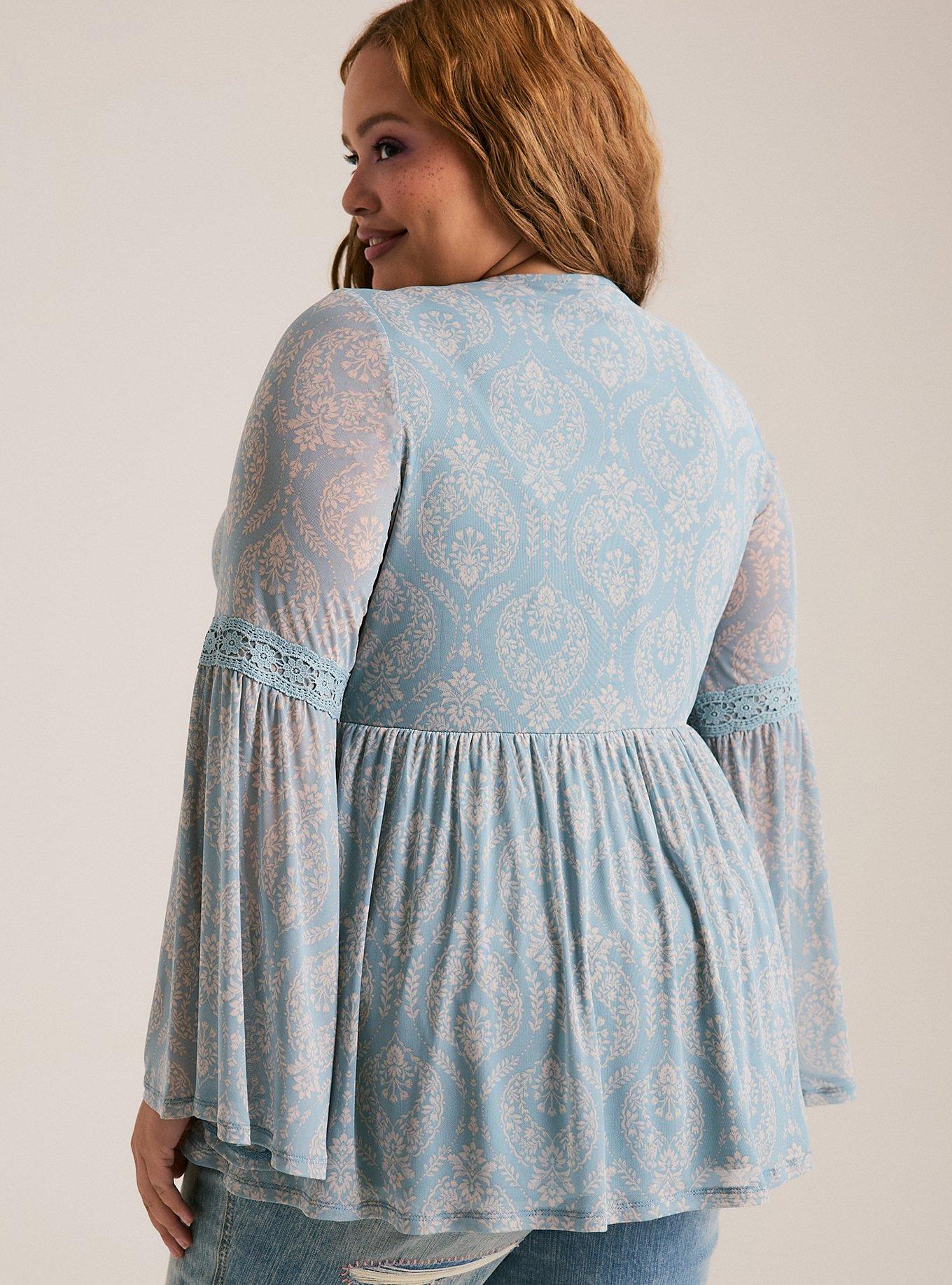 Festi Bell Sleeve Lace Babydoll Top, PRECISE MEDALLION BLUE, alternate