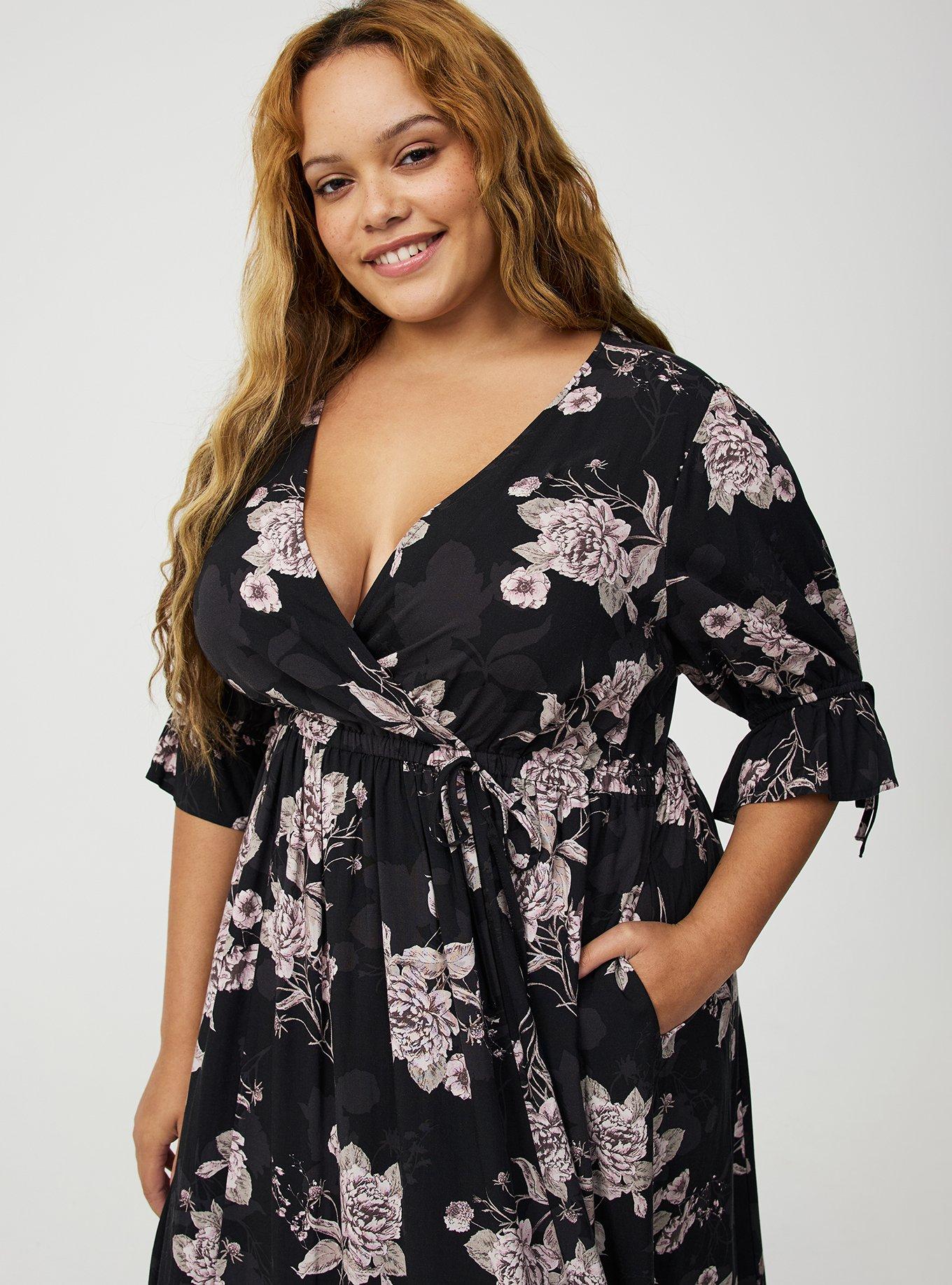 Puff Sleeve Surplice Maxi Dress