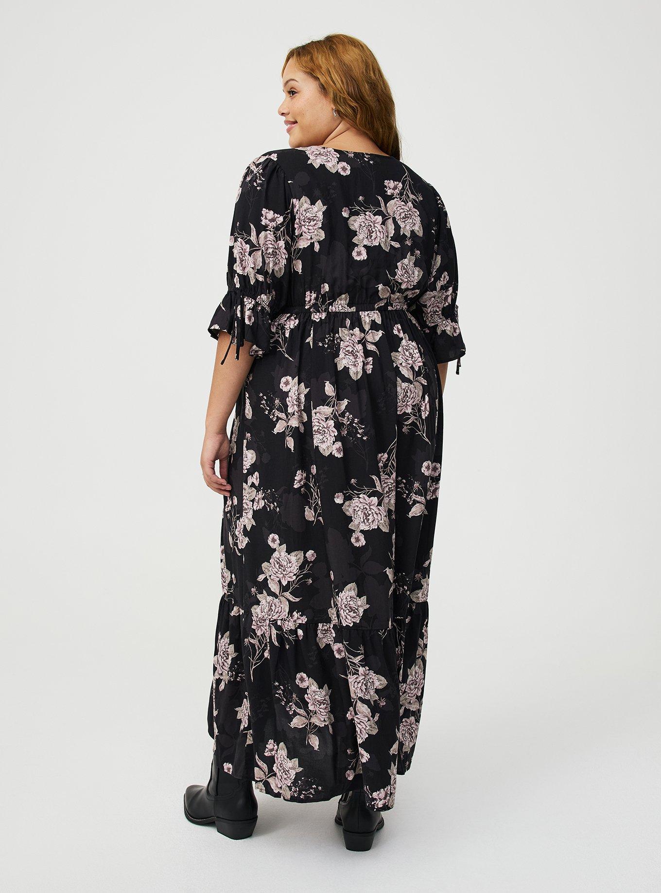 Puff Sleeve Surplice Maxi Dress