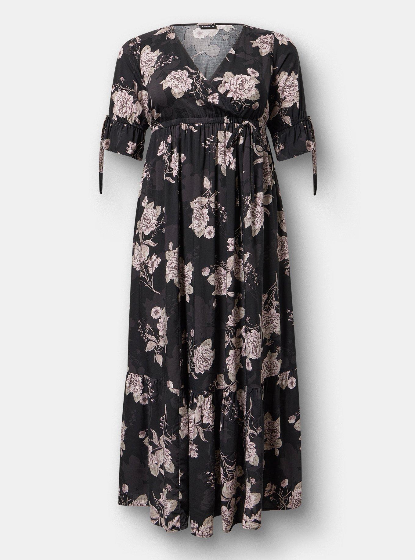 Puff Sleeve Surplice Maxi Dress