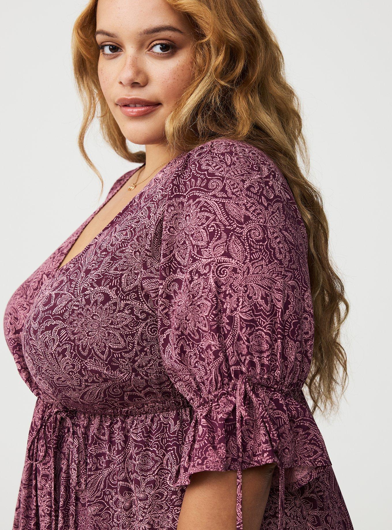 Puff Sleeve Surplice Maxi Dress