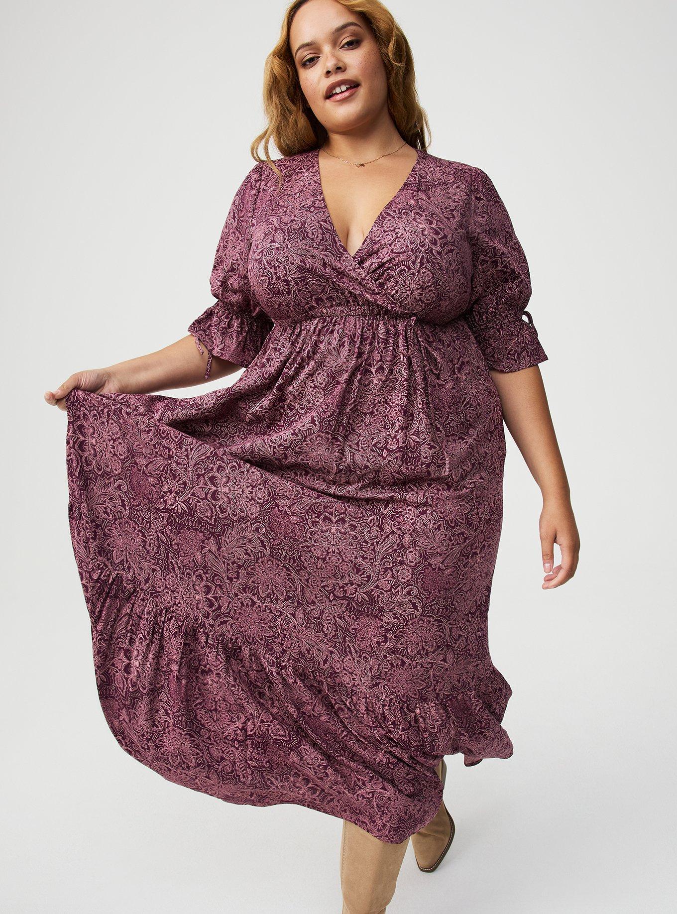 Puff Sleeve Surplice Maxi Dress