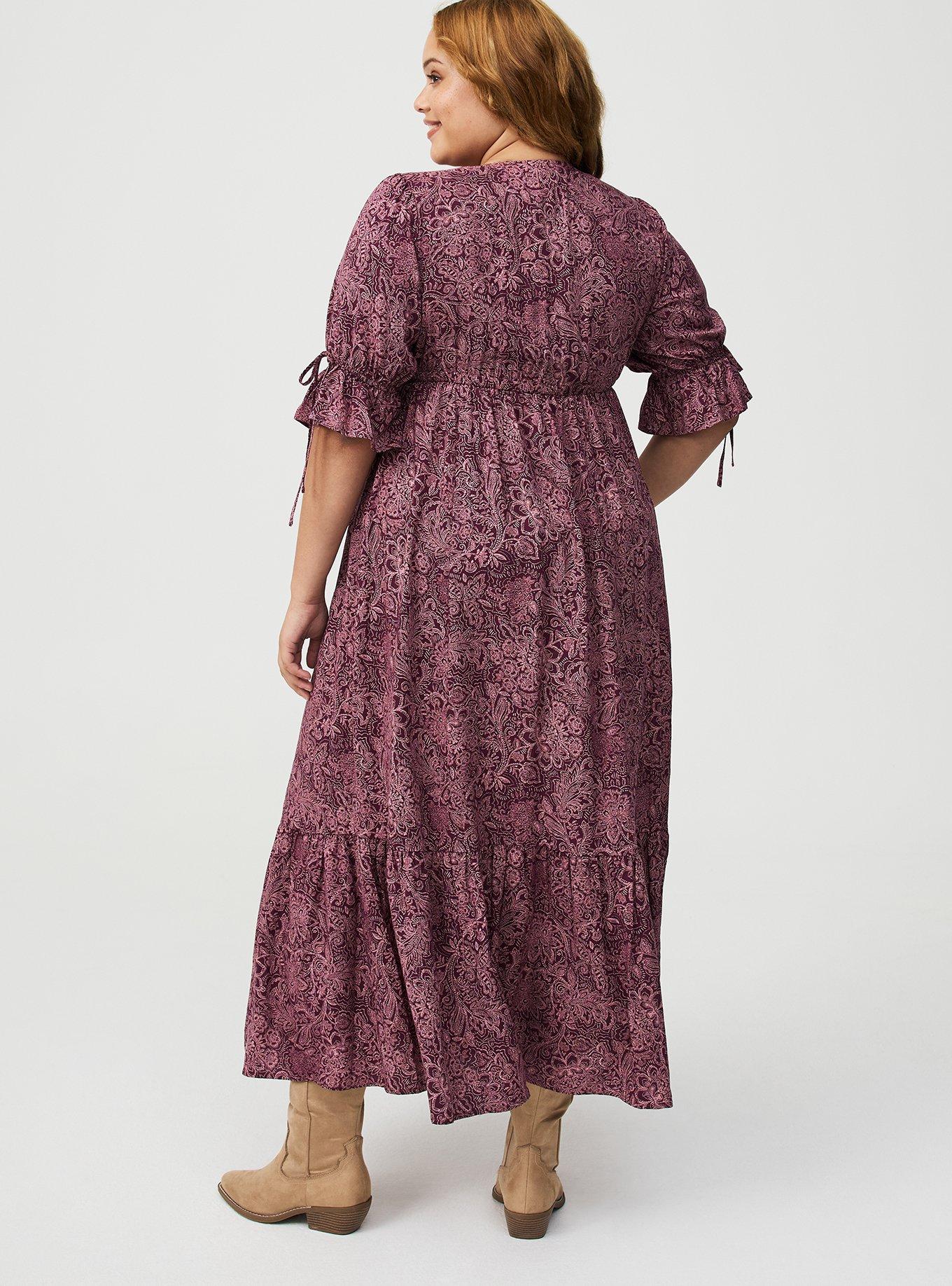 Puff Sleeve Surplice Maxi Dress