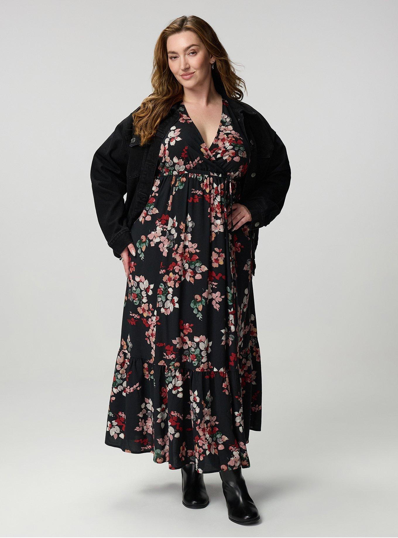 Puff Sleeve Surplice Maxi Dress, LIANNA FLORAL BLACK, alternate