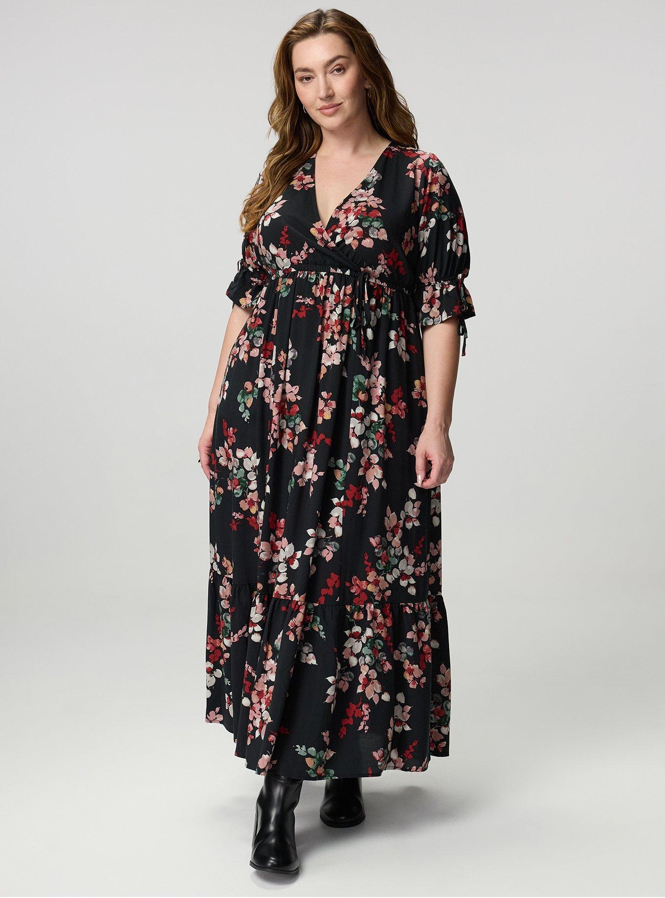 plus size black maxi dress with sleeves - Puff Sleeve Surplice meta-related-collection-related-products-ep00554 A-Line Dresses | Casual Size:Child 11 creating a flattering silhouette