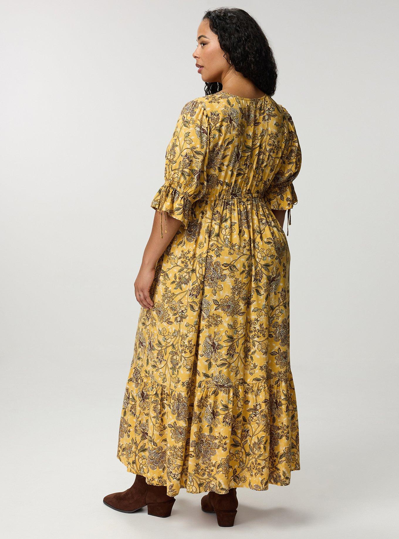 Puff Sleeve Surplice Maxi Dress, STORYBOOK FLORAL MUSTARD, alternate