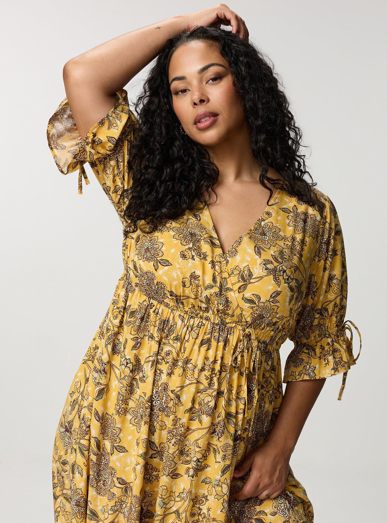 Puff Sleeve Surplice Maxi Dress, STORYBOOK FLORAL MUSTARD, alternate