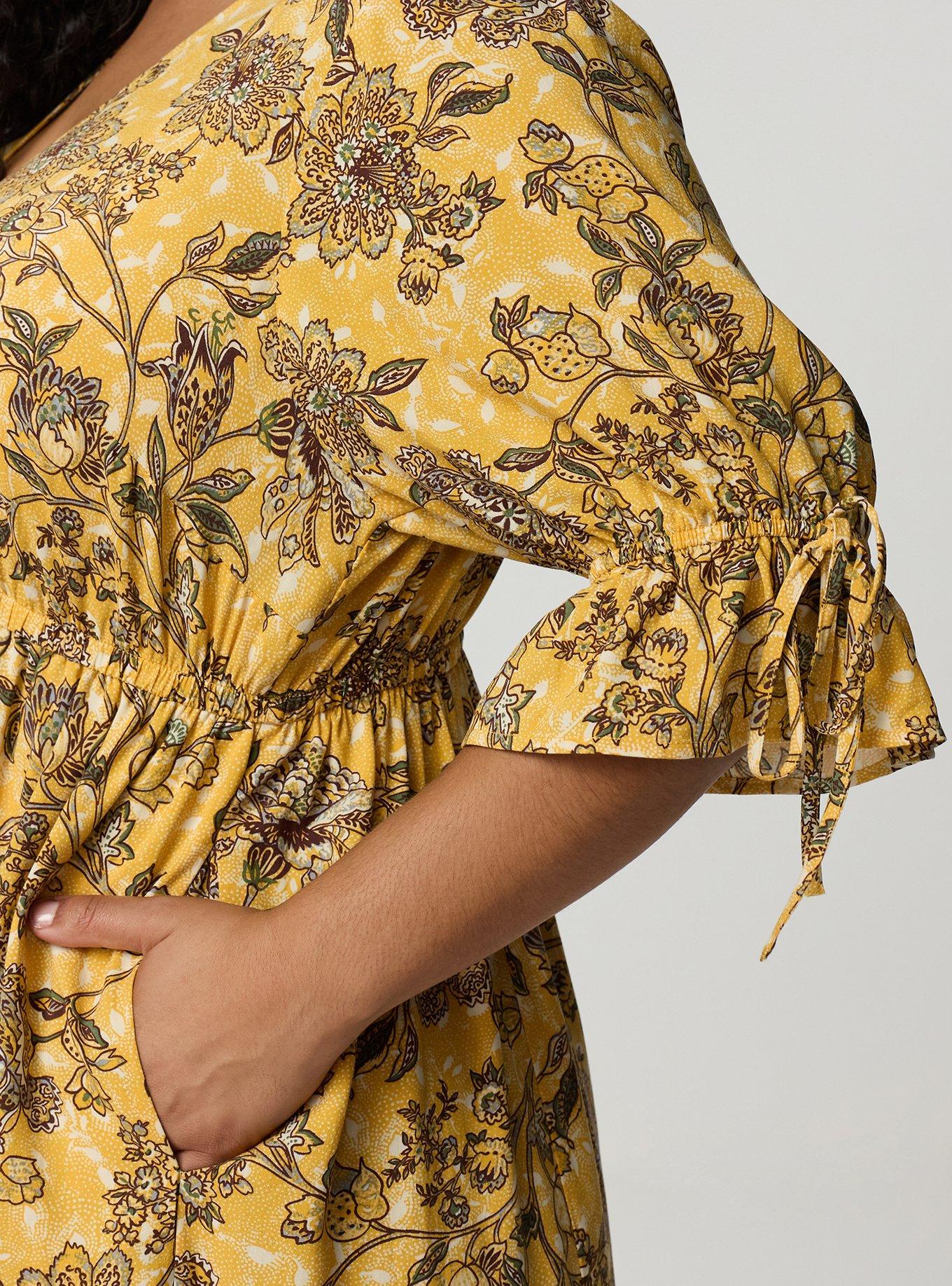 Puff Sleeve Surplice Maxi Dress, STORYBOOK FLORAL MUSTARD, alternate