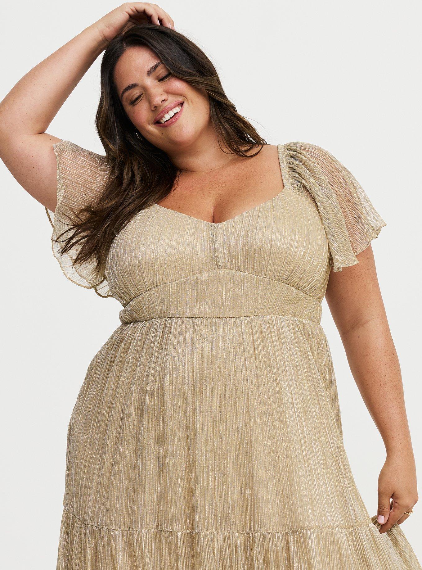 Glitter Flutter Sleeve Maxi Dress