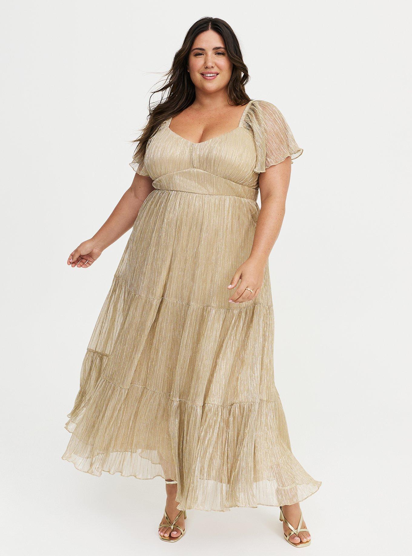 Glitter Flutter Sleeve Maxi Dress