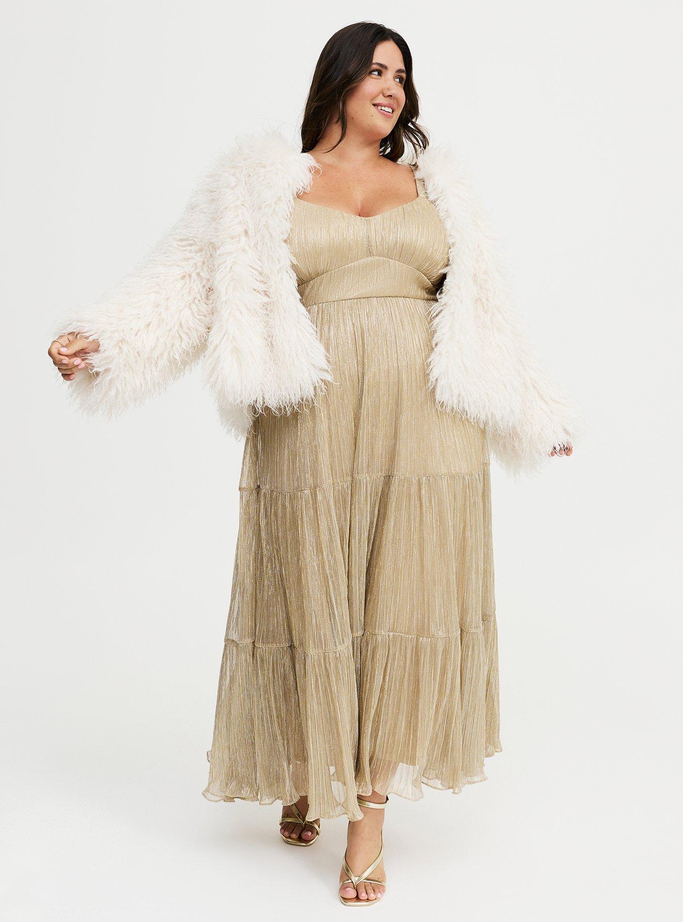 Glitter Flutter Sleeve Maxi Dress