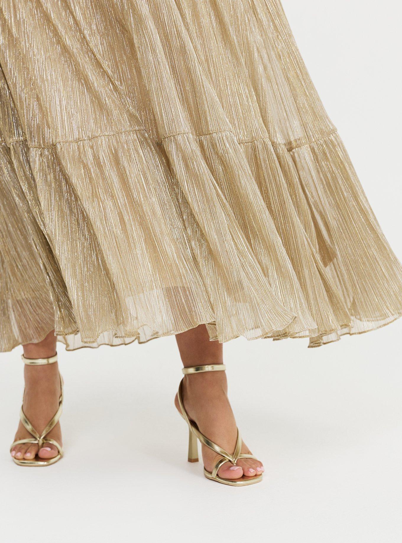 Glitter Flutter Sleeve Maxi Dress